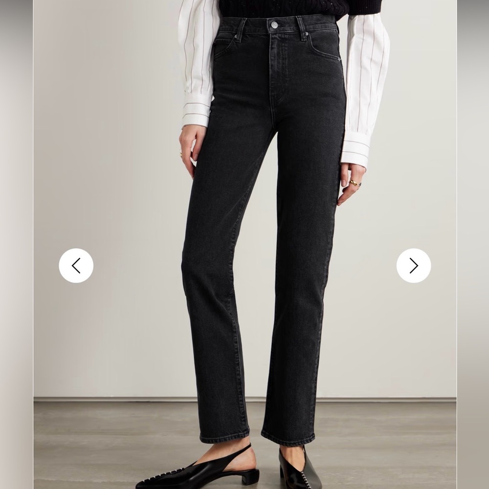 Frame Denim “The Ruler” — Black High-Rise Straight Leg Jeans